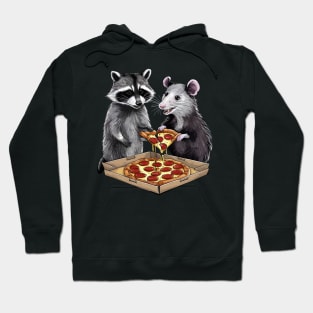 Possum and Raccoon eating pizza Hoodie